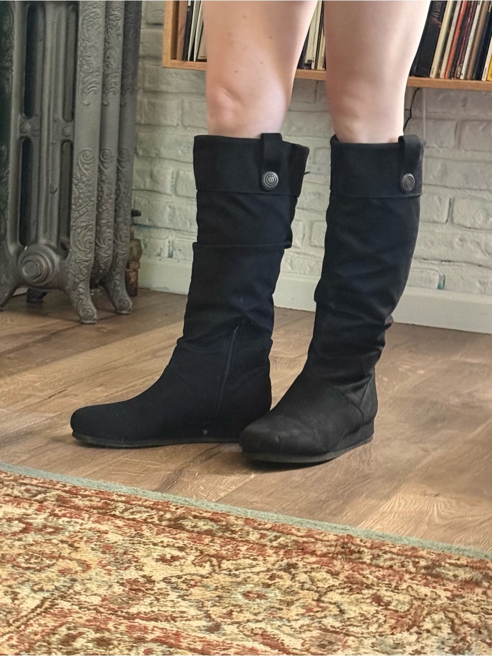 Men's Costume Black Knee-High Button Detail Boots